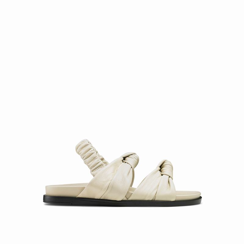 Russell & Bromley Knottie Soft Knotted Sandals Womens Cream White [NVH773BX]